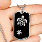 Mama Turtle With 1 Hatchling v2 - Luxury Dog Tag Necklace