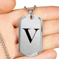 Initial V v1a - Luxury Dog Tag Necklace