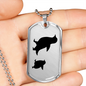 Mama Penguin With 1 Chick - Luxury Dog Tag Necklace