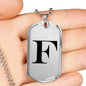 Initial F v1a - Luxury Dog Tag Necklace