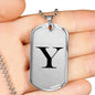 Initial Y v1a - Luxury Dog Tag Necklace