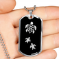 Mama Turtle With 2 Hatchlings v2 - Luxury Dog Tag Necklace