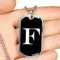 Initial F v3a - Luxury Dog Tag Necklace