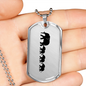 Mama Elephant With 3 Calves - Luxury Dog Tag Necklace