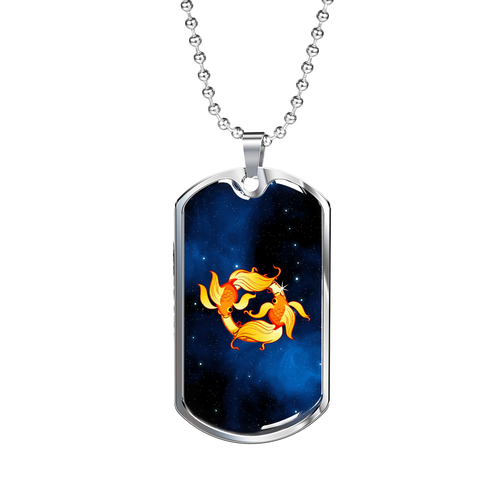 Zodiac Sign Pisces - Luxury Dog Tag Necklace
