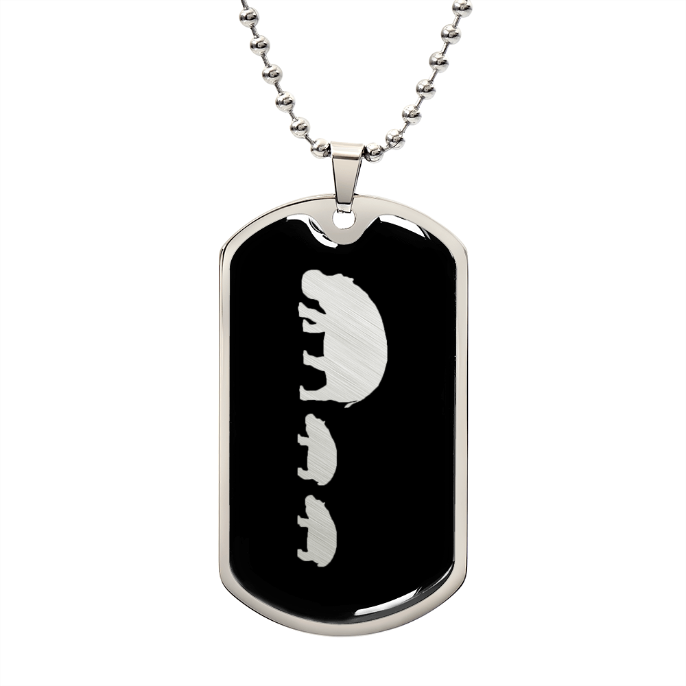 Mama Hippo With 2 Calves v2 - Luxury Dog Tag Necklace