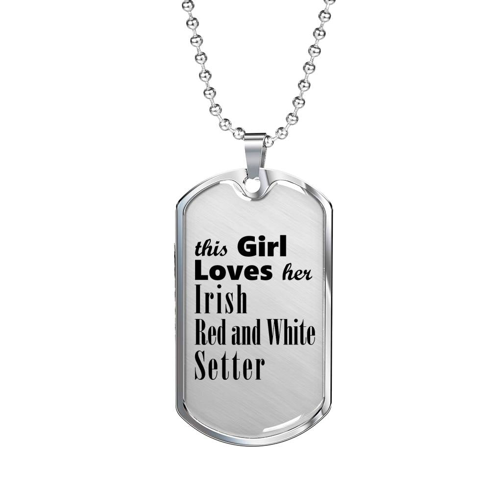 Irish Red and White Setter - Luxury Dog Tag Necklace