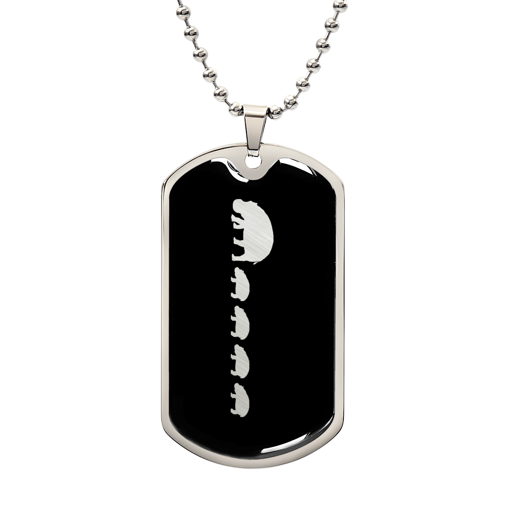 Mama Hippo With 4 Calves v2 - Luxury Dog Tag Necklace