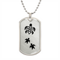 Mama Turtle With 2 Hatchlings - Luxury Dog Tag Necklace