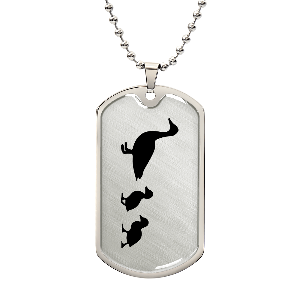 Mama Duck With 2 Ducklings - Luxury Dog Tag Necklace