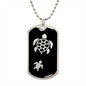 Mama Turtle With 1 Hatchling v2 - Luxury Dog Tag Necklace