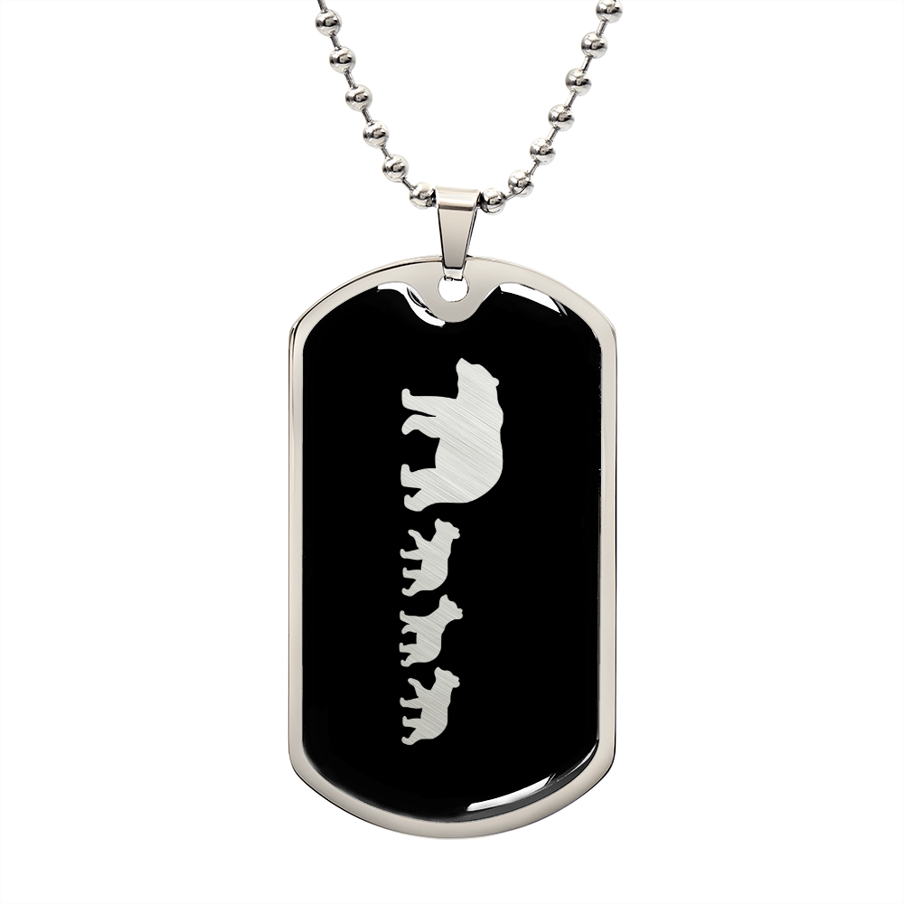 Mama Bear With 3 Cubs v2 - Luxury Dog Tag Necklace