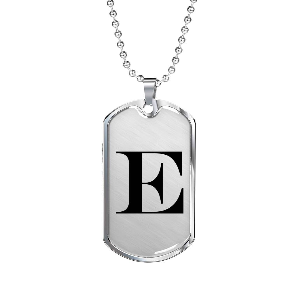 Initial E v1a - Luxury Dog Tag Necklace