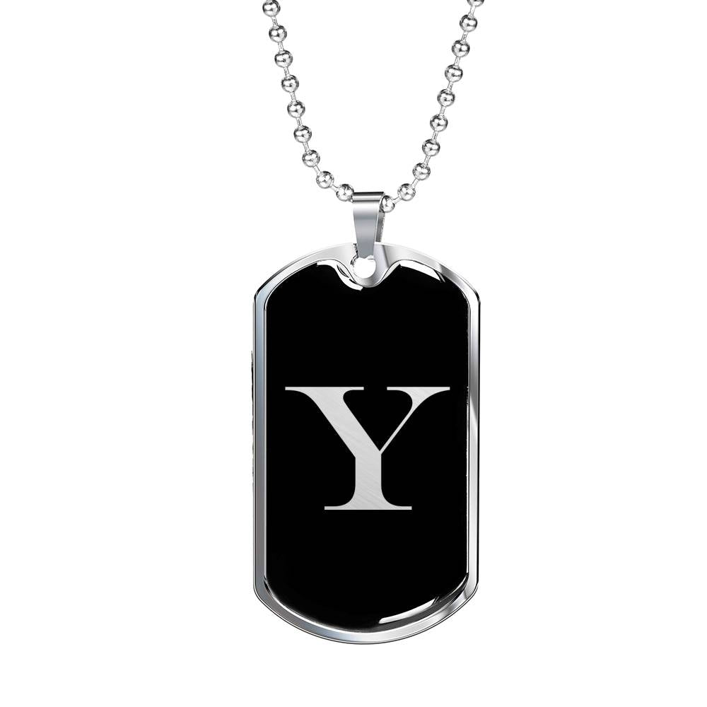 Initial Y v2a - Luxury Dog Tag Necklace