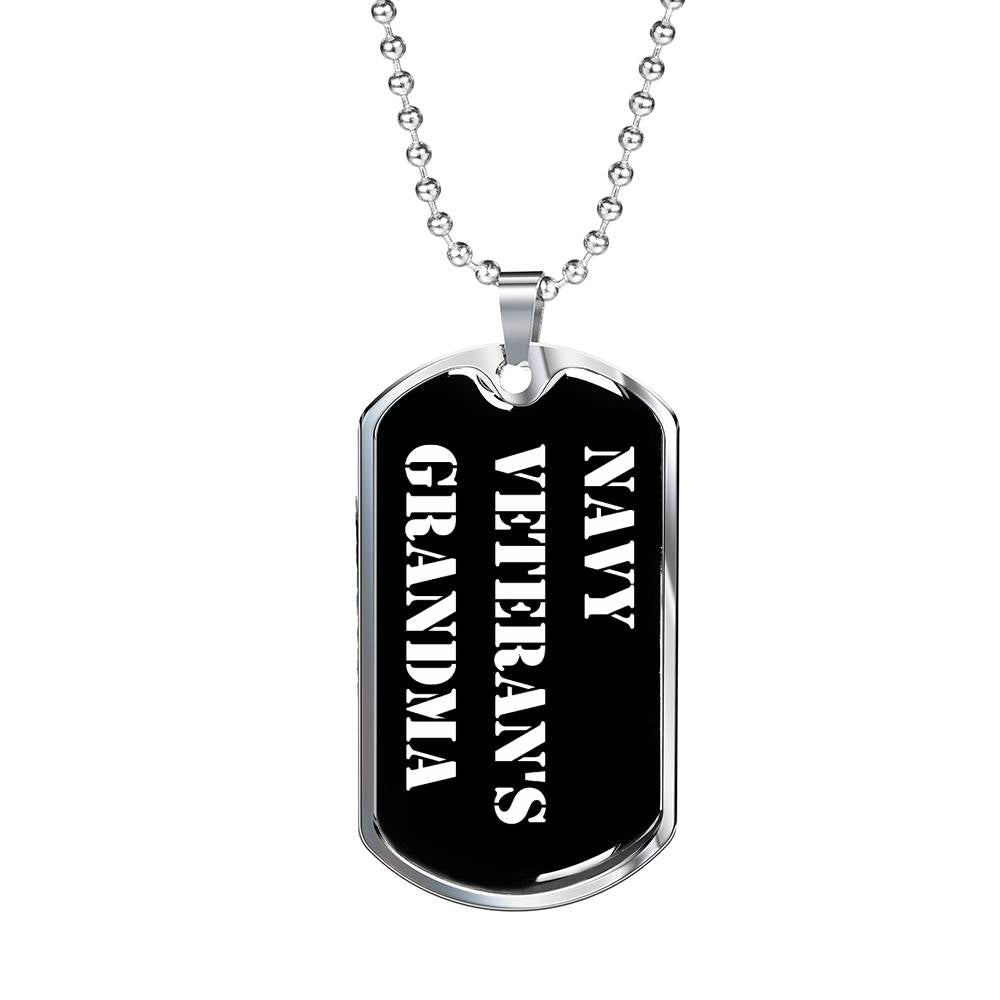 Navy Veteran's Grandma v3 - Luxury Dog Tag Necklace