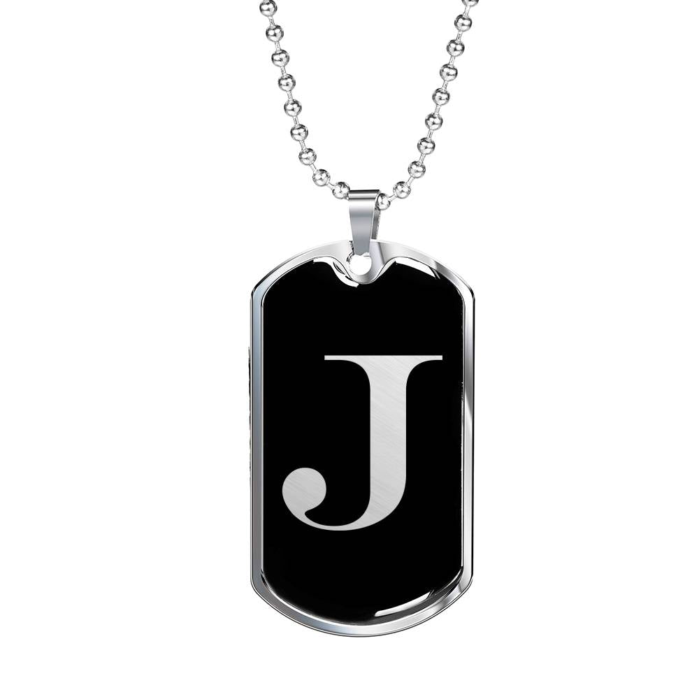 Initial J v2a - Luxury Dog Tag Necklace