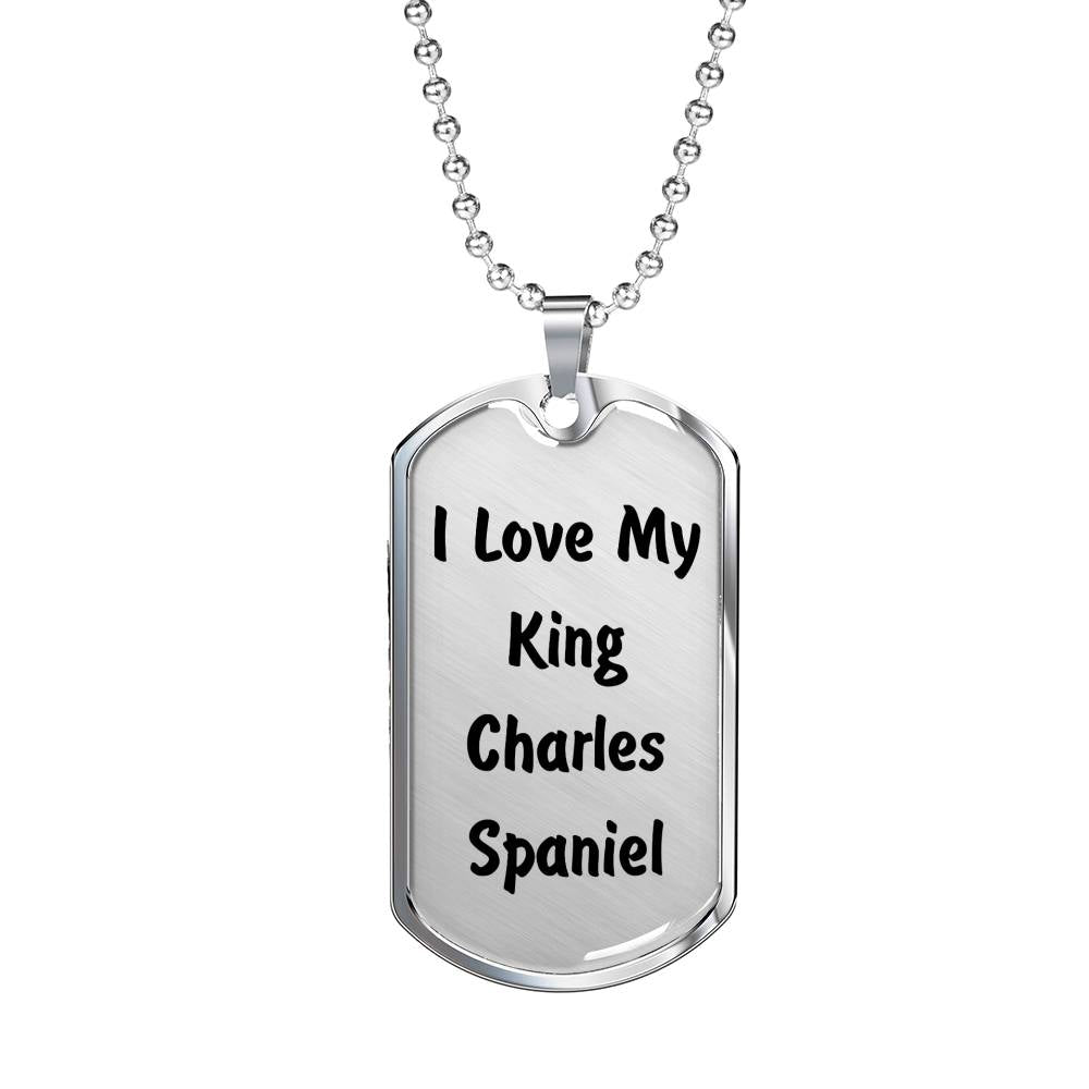 Love My King Charles Spaniel v4 - Luxury Dog Tag Necklace