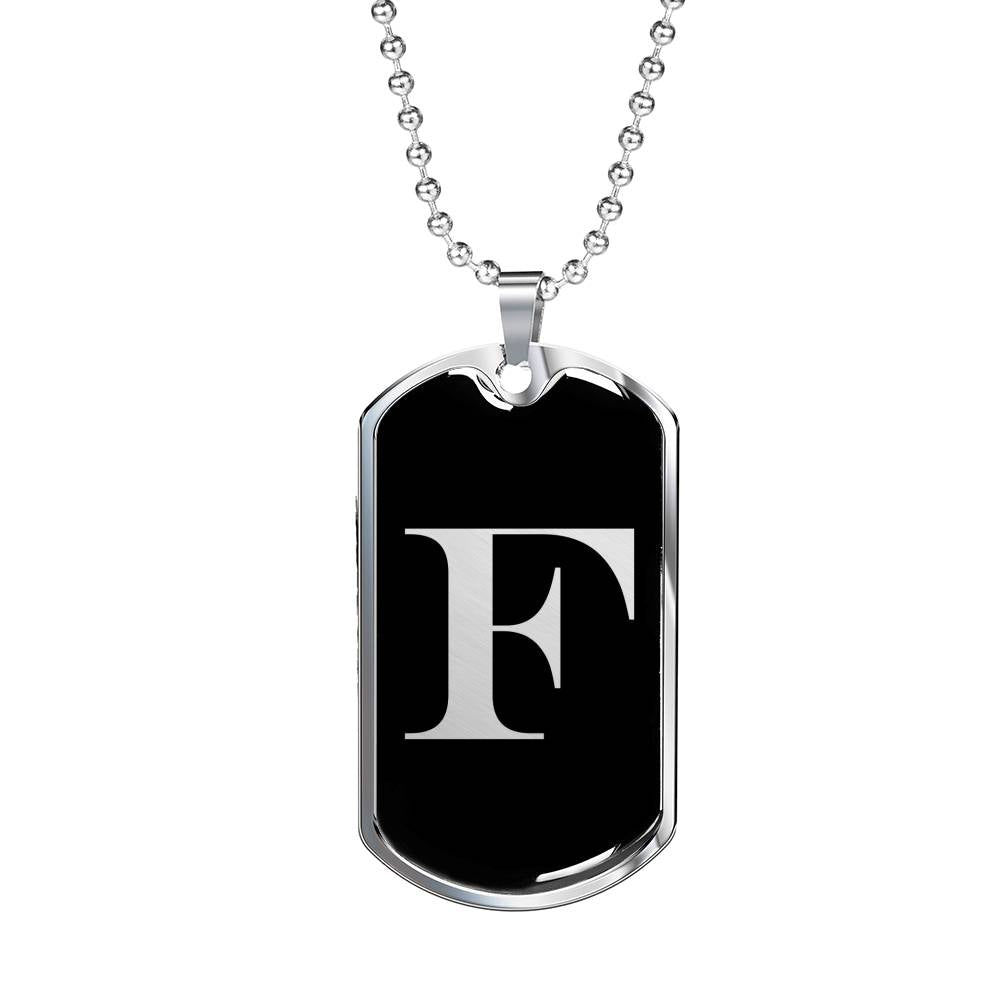 Initial F v2a - Luxury Dog Tag Necklace