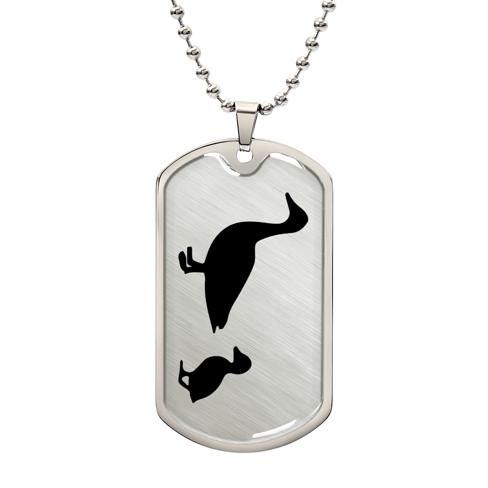Mama Duck With 1 Duckling - Luxury Dog Tag Necklace