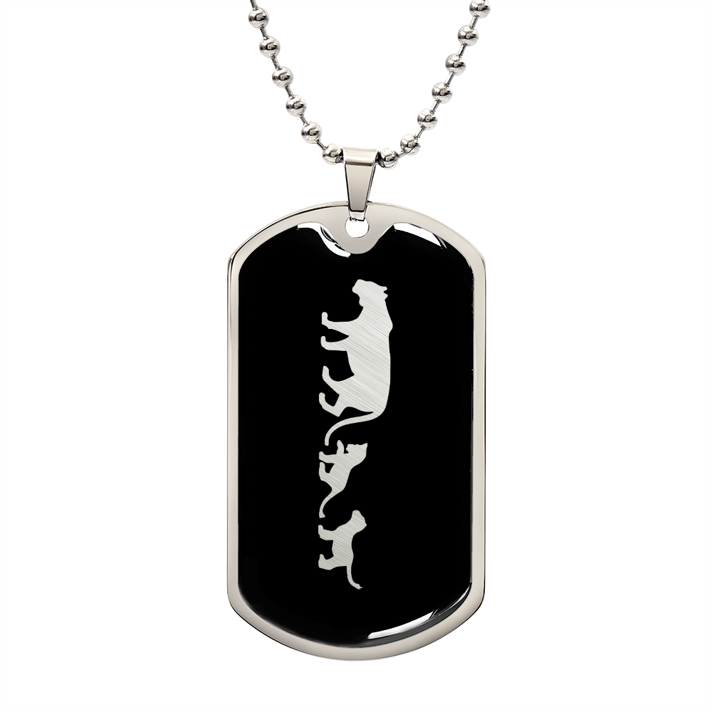Mama Lioness With 2 Cubs v2 - Luxury Dog Tag Necklace