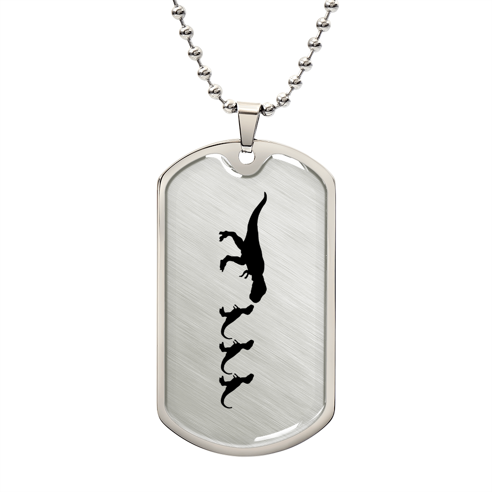 Mama Dinosaur With 3 Hatchlings - Luxury Dog Tag Necklace