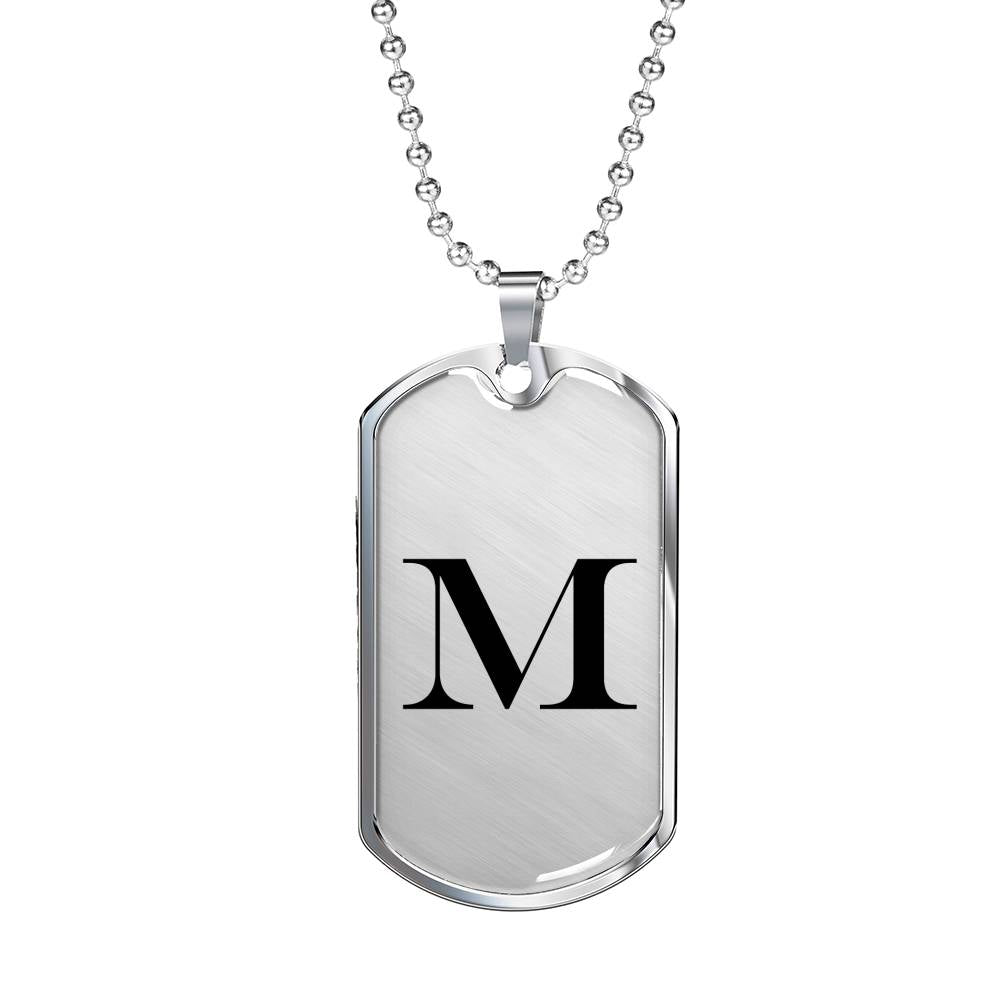 Initial M v1a - Luxury Dog Tag Necklace