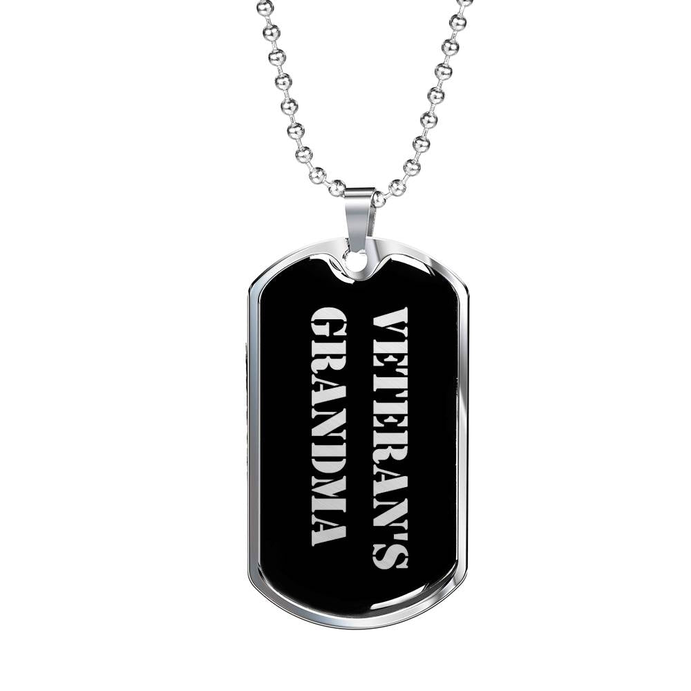 Veteran's Grandma v2 - Luxury Dog Tag Necklace