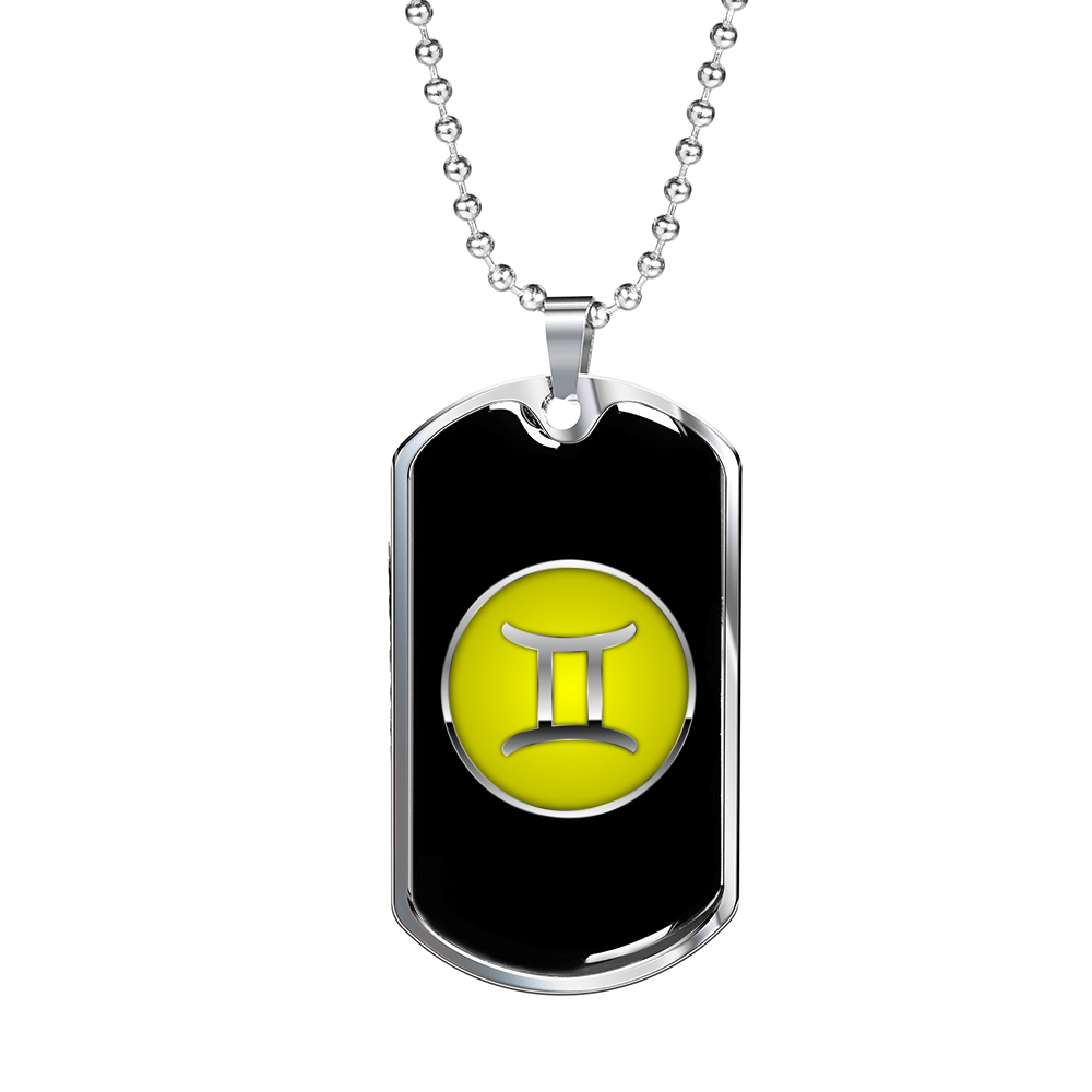 Zodiac Sign Gemini v2 - Luxury Dog Tag Necklace