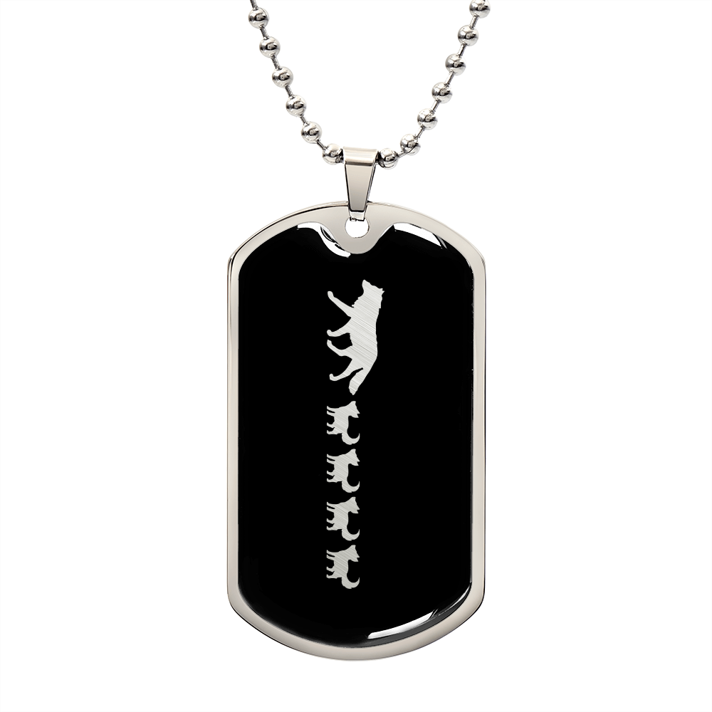 Mama Wolf With 4 Pups v2 - Luxury Dog Tag Necklace