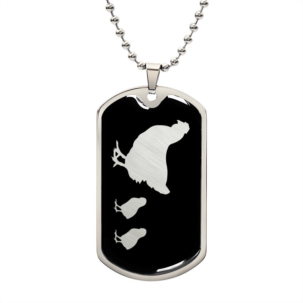 Mama Chicken With 2 Chicks v2 - Luxury Dog Tag Necklace