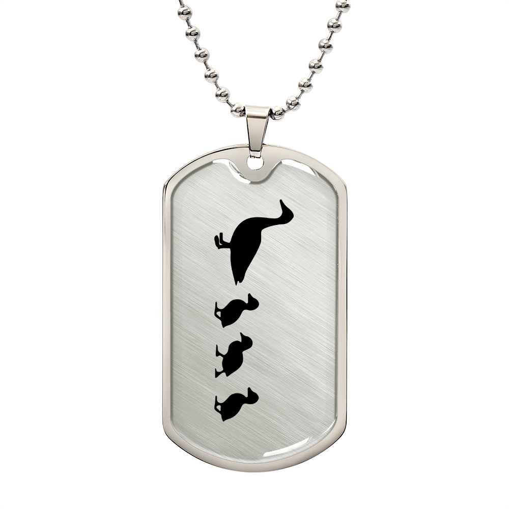 Mama Duck With 3 Ducklings - Luxury Dog Tag Necklace