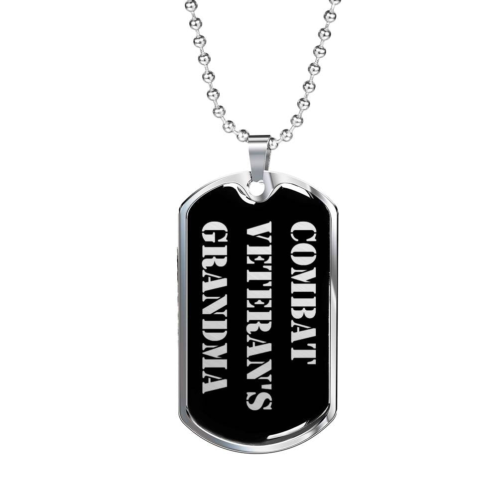 Combat Veteran's Grandma v2 - Luxury Dog Tag Necklace