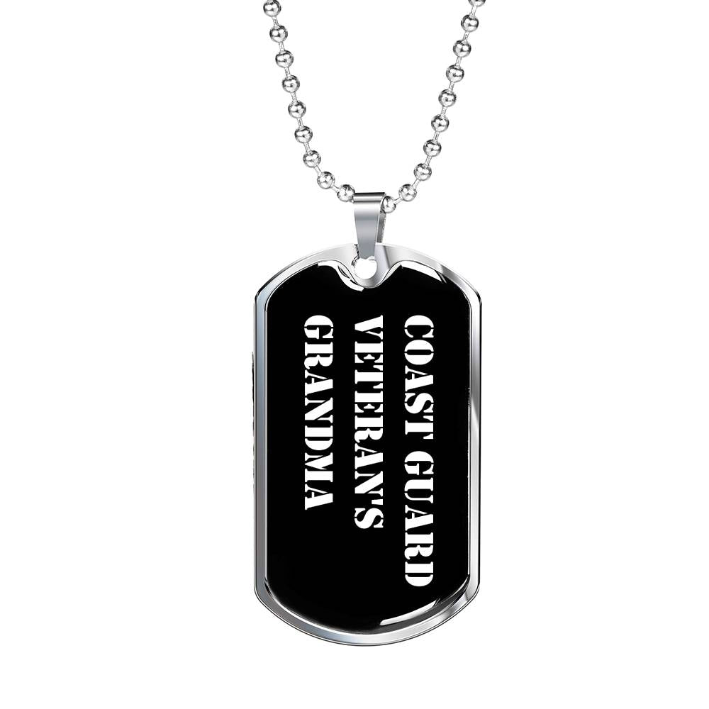 Coast Guard Veteran's Grandma v3 - Luxury Dog Tag Necklace