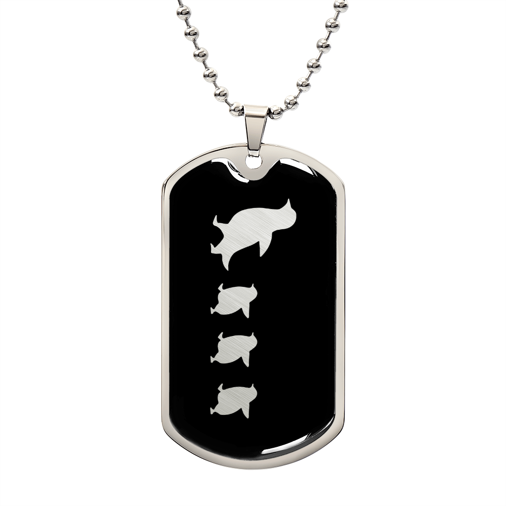Mama Penguin With 3 Chicks v2 - Luxury Dog Tag Necklace