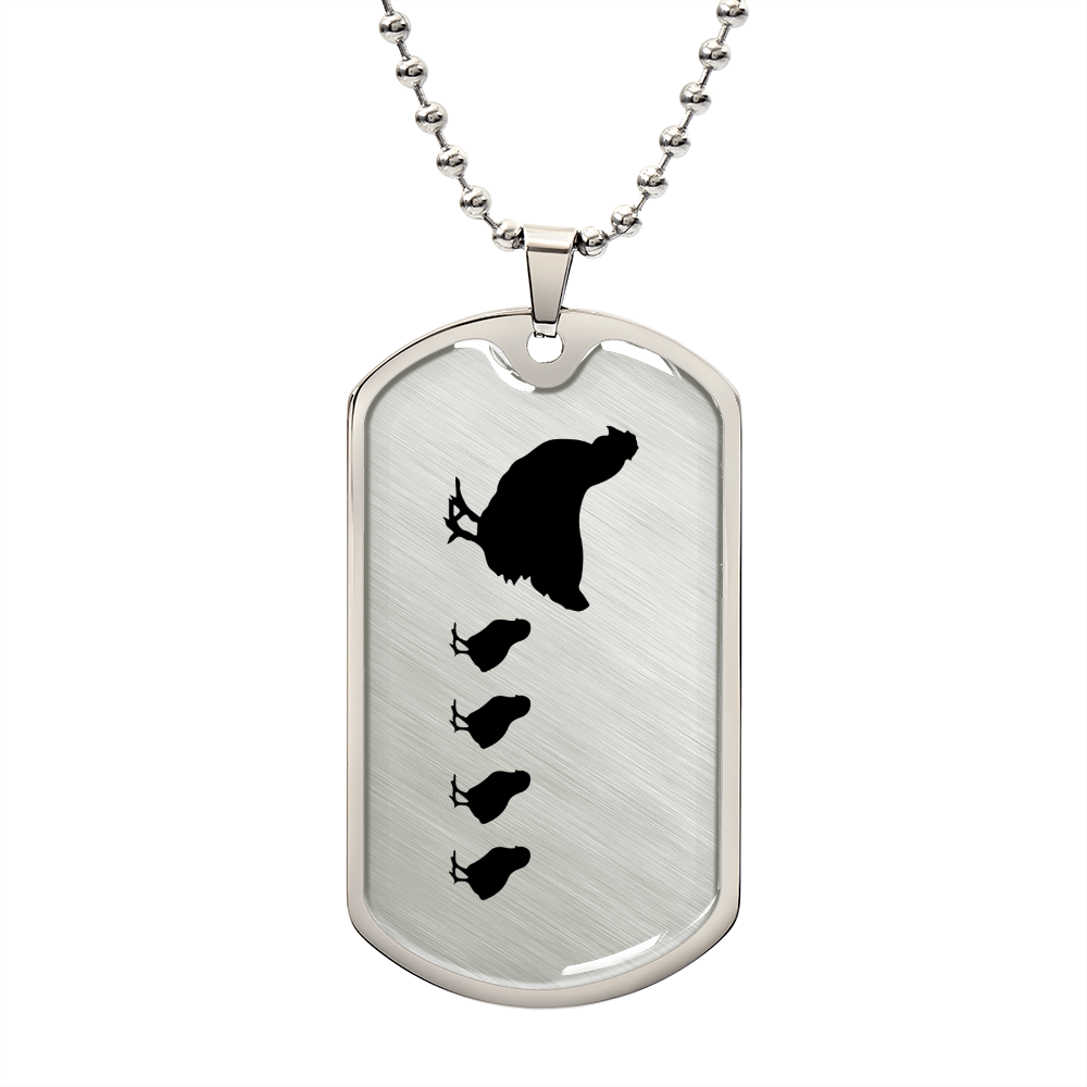 Mama Chicken With 4 Chicks - Luxury Dog Tag Necklace