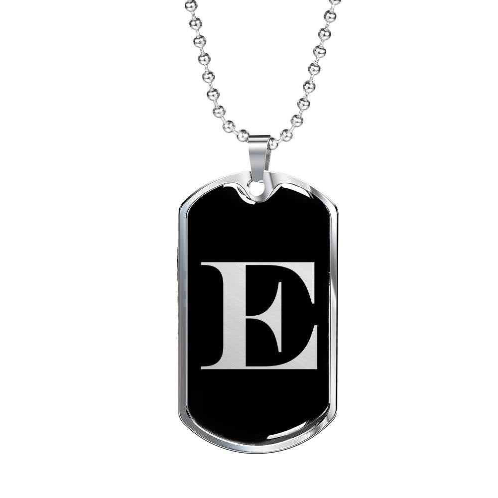 Initial E v2a - Luxury Dog Tag Necklace