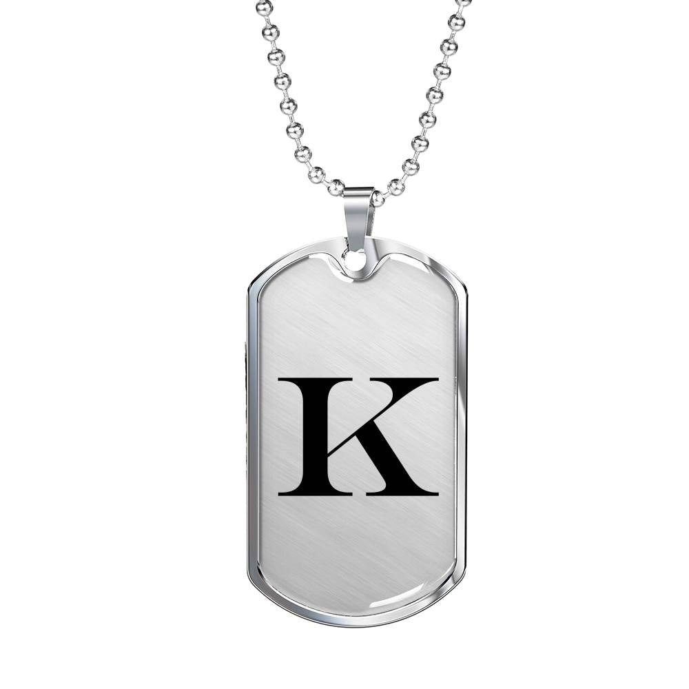 Initial K v1a - Luxury Dog Tag Necklace
