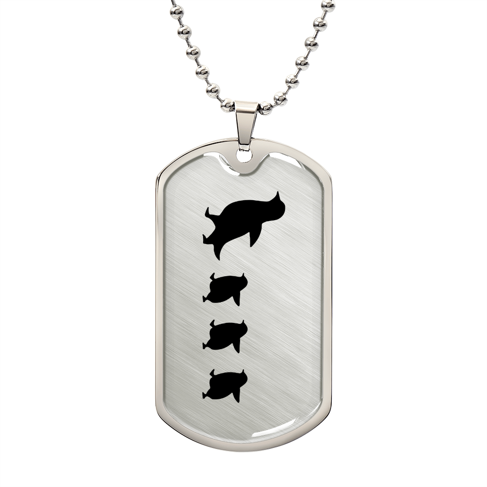 Mama Penguin With 3 Chicks - Luxury Dog Tag Necklace