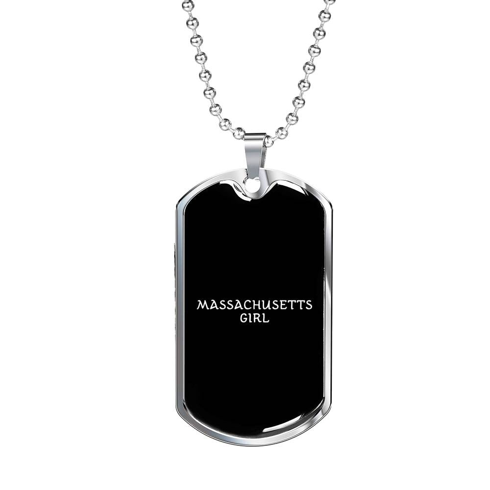 Massachusetts Girl v2 - Luxury Dog Tag Necklace