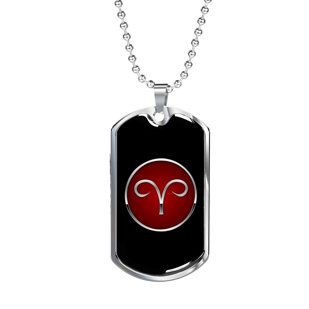 Zodiac Sign Aries v2 - Luxury Dog Tag Necklace