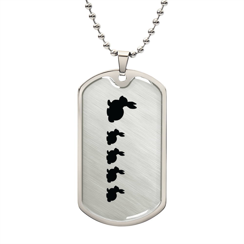 Mama Rabbit With 4 Kittens - Luxury Dog Tag Necklace