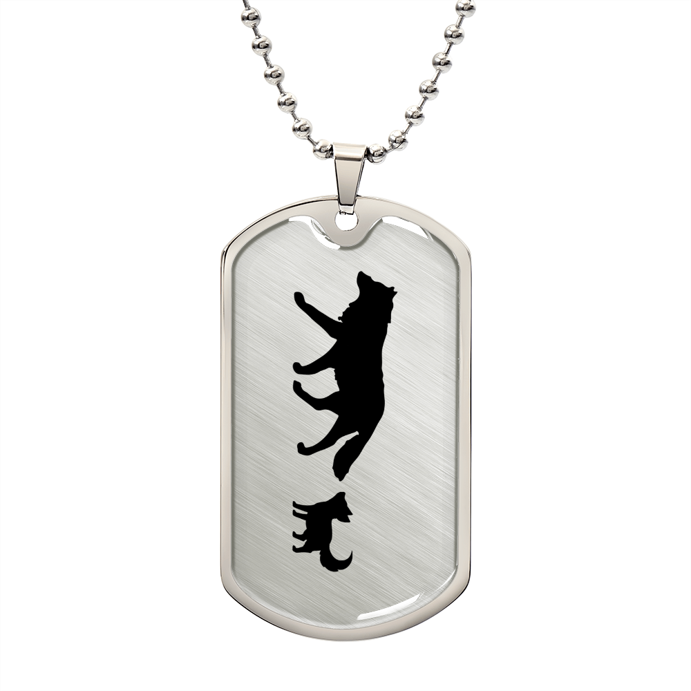 Mama Wolf With 1 Pup - Luxury Dog Tag Necklace