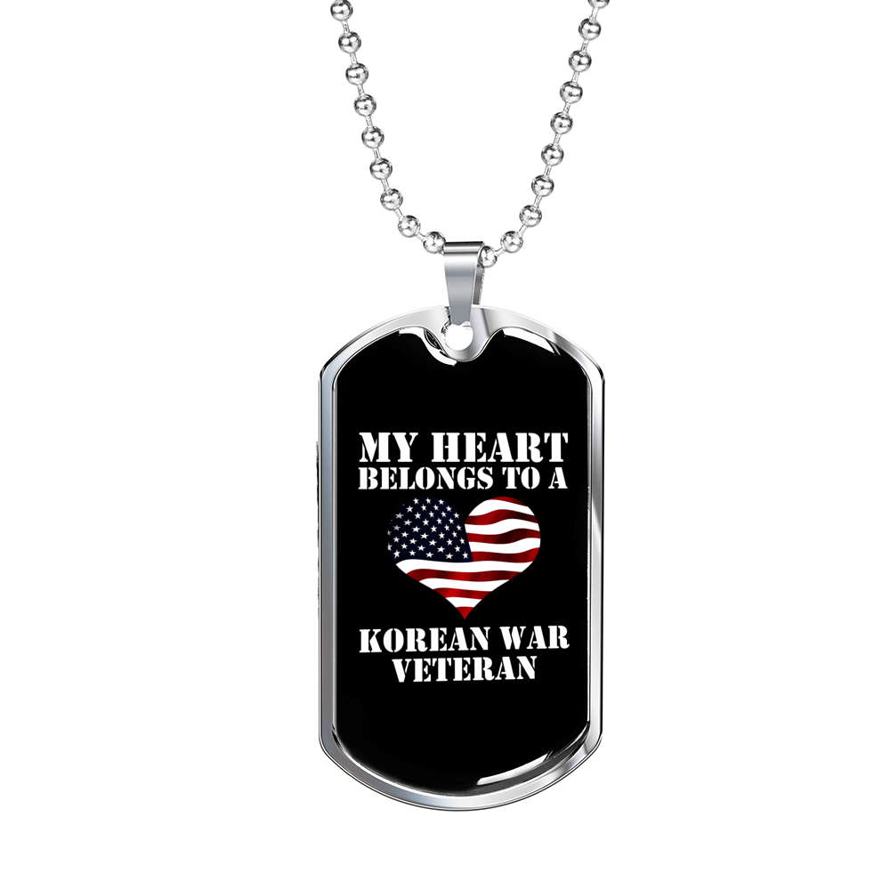 My Heart Belongs To A Korean War Veteran - Luxury Dog Tag Necklace