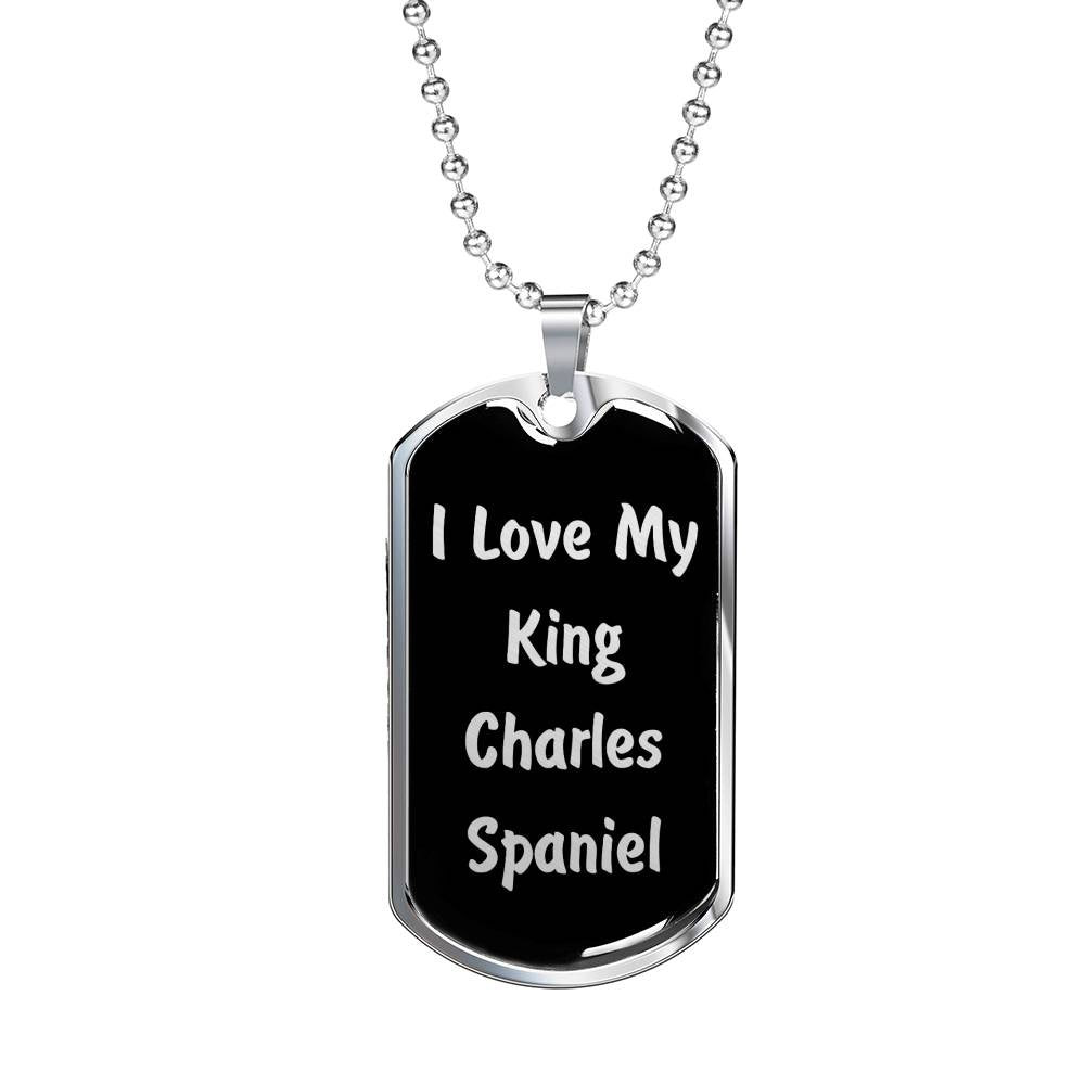 Love My King Charles Spaniel v5 - Luxury Dog Tag Necklace