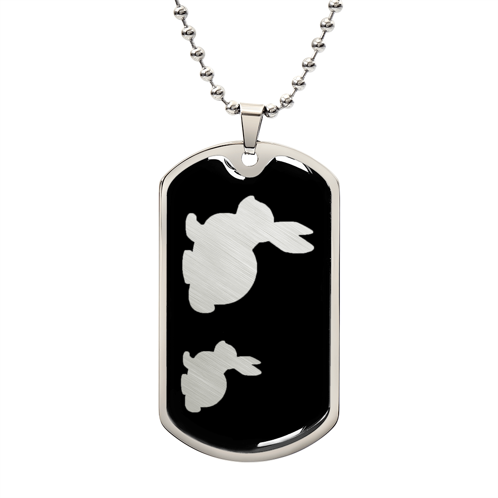 Mama Rabbit With 1 Kitten v2 - Luxury Dog Tag Necklace