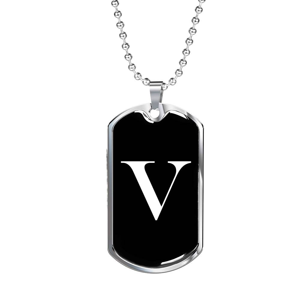 Initial V v3a - Luxury Dog Tag Necklace