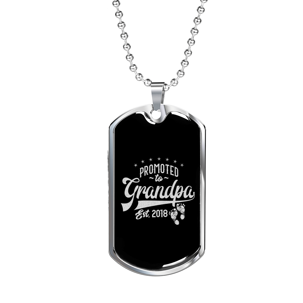 Promoted To Grandpa 2018 - Luxury Dog Tag Necklace