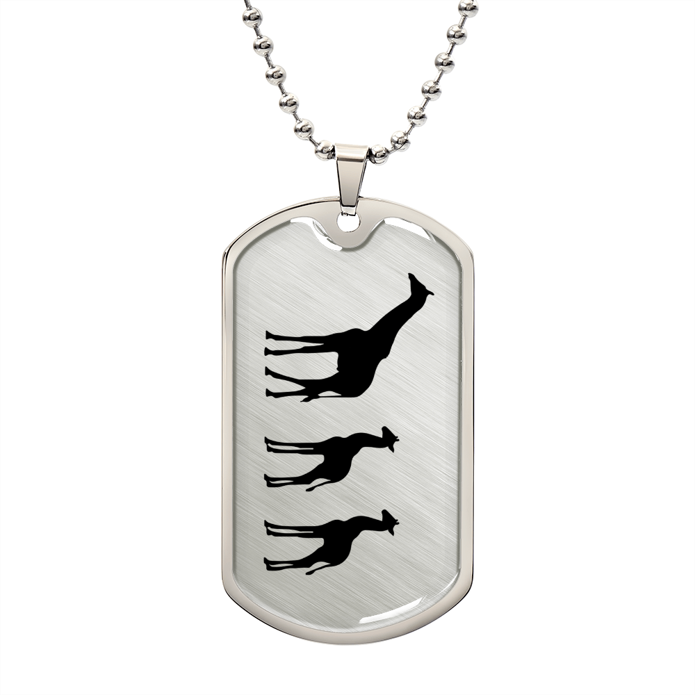 Mama Giraffe With 2 Calves - Luxury Dog Tag Necklace