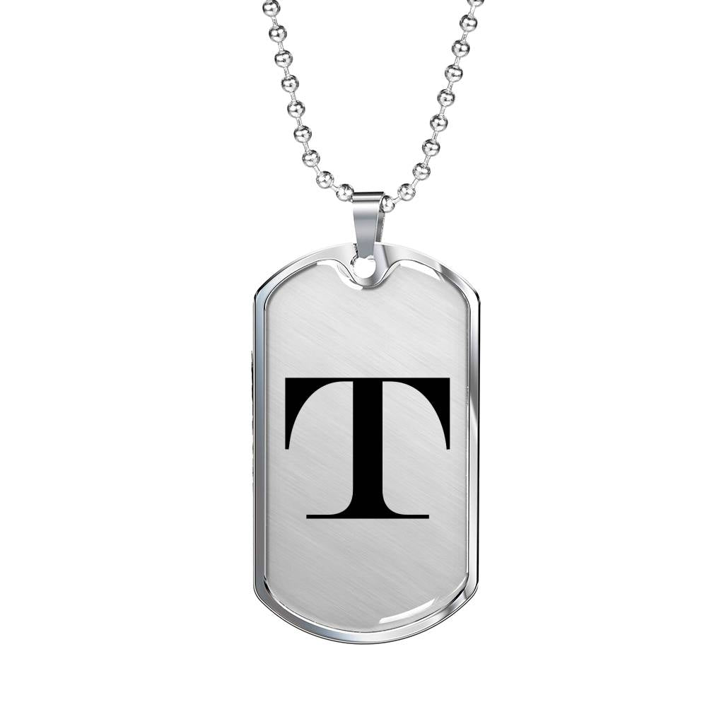 Initial T v1a - Luxury Dog Tag Necklace