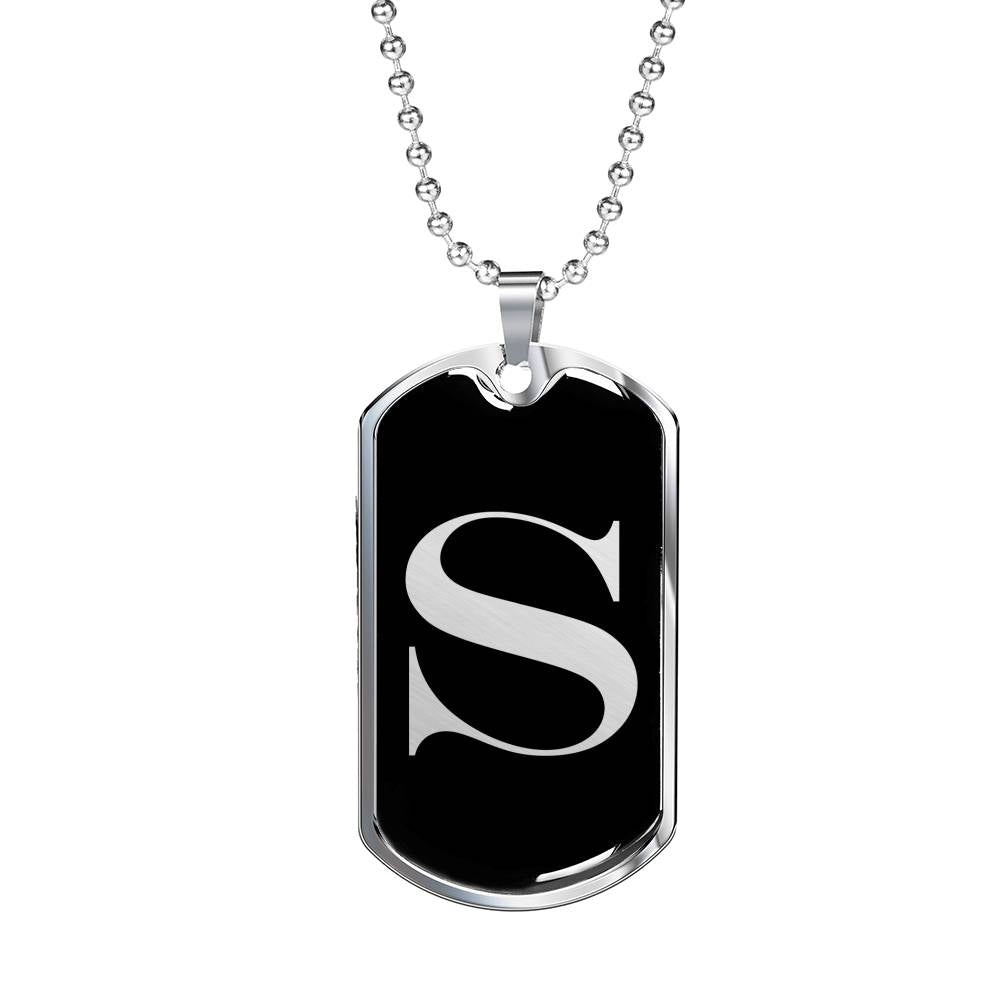 Initial S v2a - Luxury Dog Tag Necklace